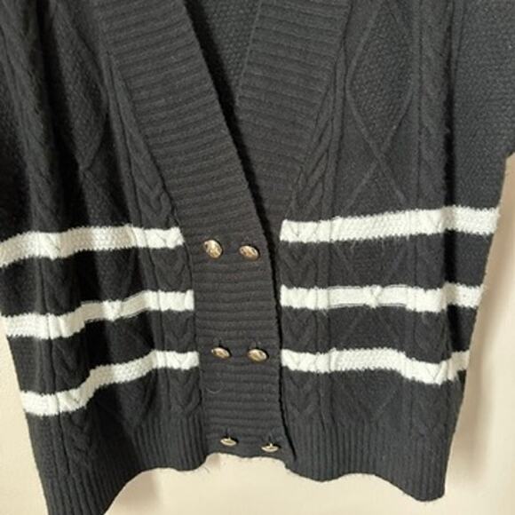 Anthropologie Maeve Sweater Vest Womens XL Black Striped Gold Button Preppy - Picture 5 of 12